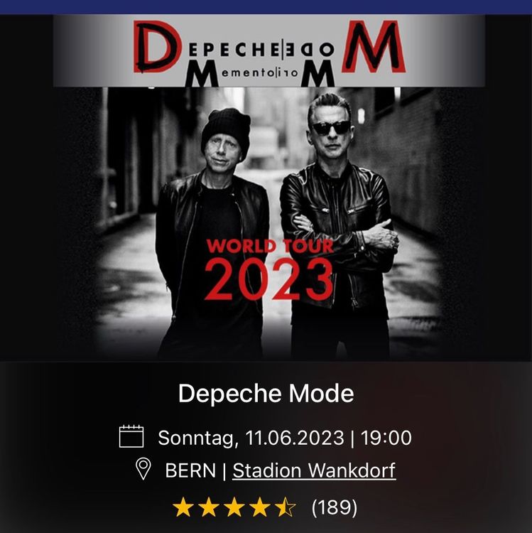 2 Tickets Depeche Mode Stehplätze Bern Kaufen auf Ricardo