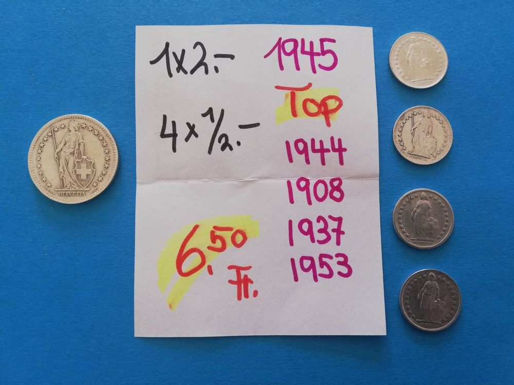 Schweizer Silbermünzen 2 Fr 50 Rp Kaufen auf Ricardo