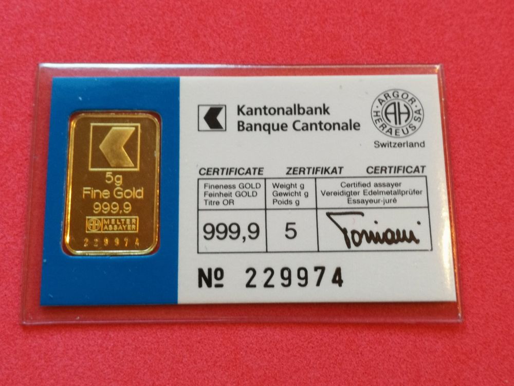 Goldbarren Kantonalbank Kinebar Gramm In Ovp Kaufen Auf Ricardo