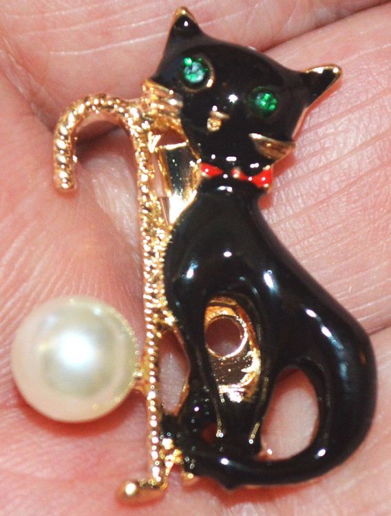 Brosche C Katze Emaille Und Strass X Cm Kaufen Auf