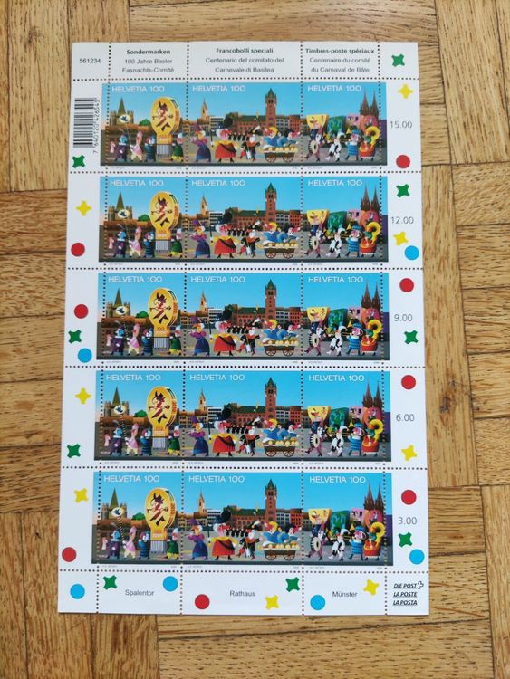 Basler Fasnacht Bogen 15x1 00 CHF Postfrisch 2010 Kaufen Auf Ricardo