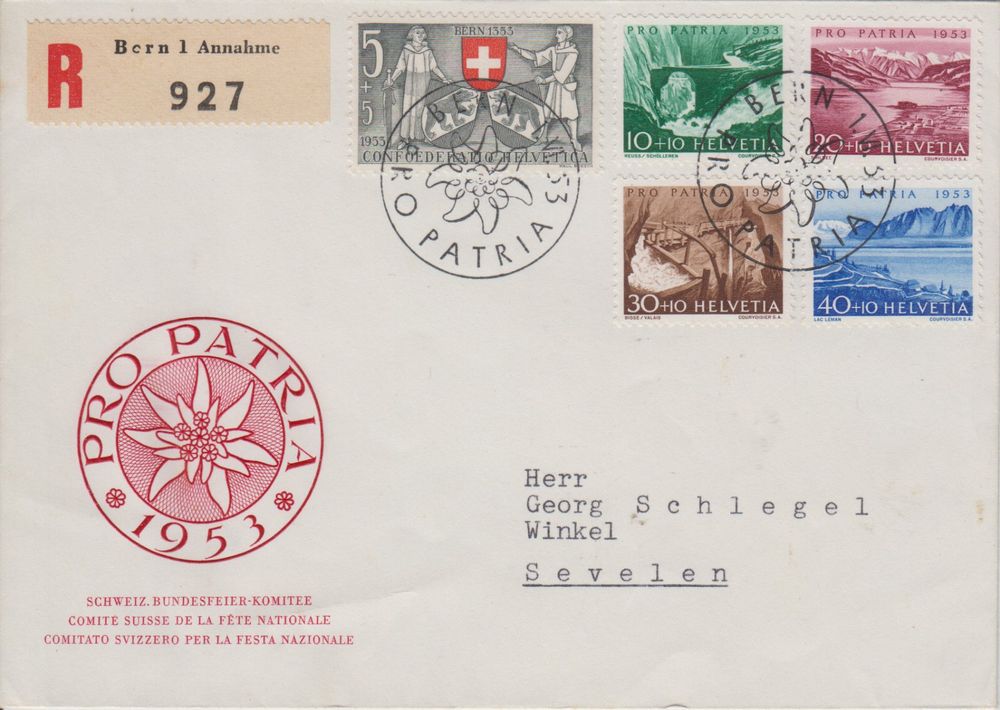 FDC PRO PATRIA 1953 Kaufen Auf Ricardo