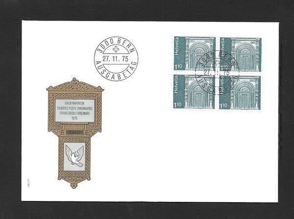 FDC Nr 535 Viererblock Rom Portal Basel ET Bern 27 11 1975 Kaufen