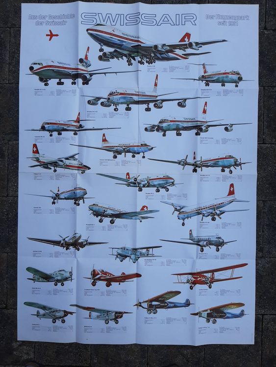 SWISSAIR POSTER PLAKAT Flugzeugpark 1931 1972 Kaufen Auf Ricardo