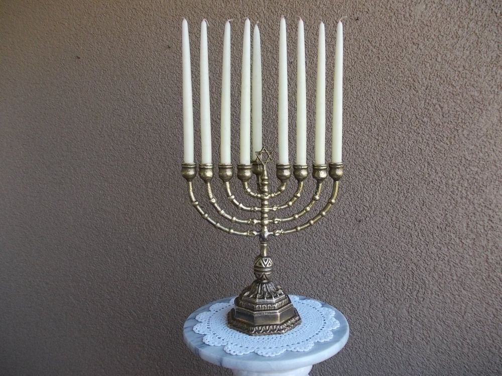 27cm jüdischer Bronze Kerzenständer HANUKKA Menora 1730gr Kaufen