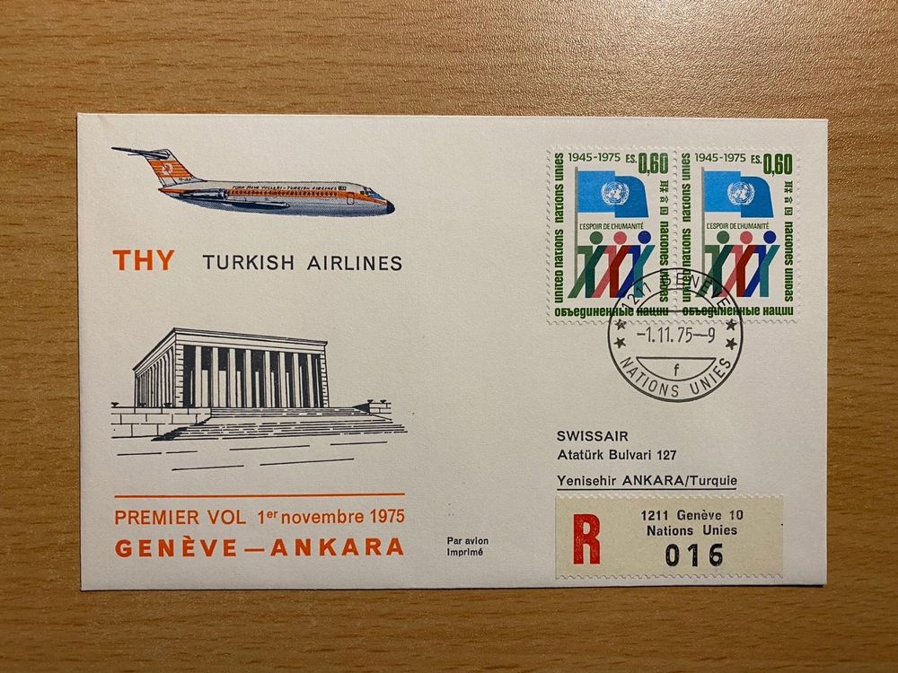 Turkish Airlines Erstflug Genf Ankara Ab UNO 1975 Kaufen Auf Ricardo