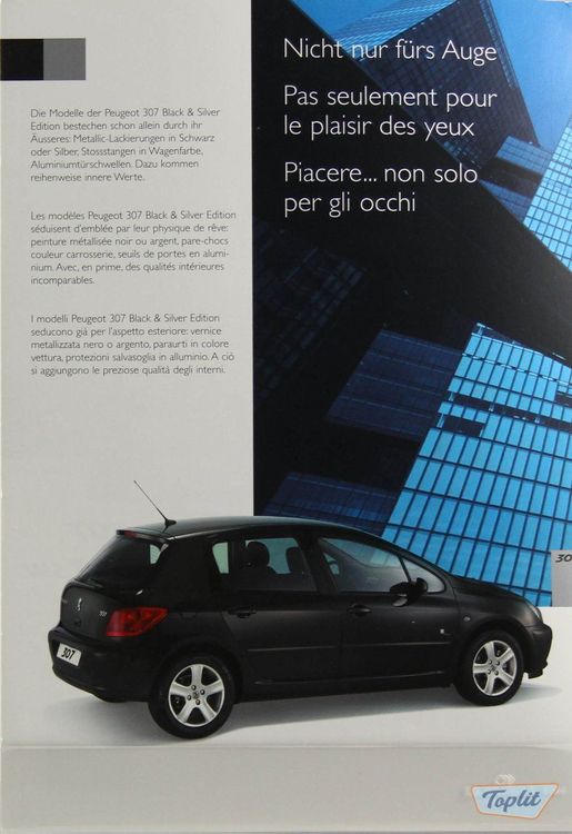 ORIGINAL PROSPEKT PEUGEOT 307 BLACK SILVER EDITION 2004 Kaufen Auf