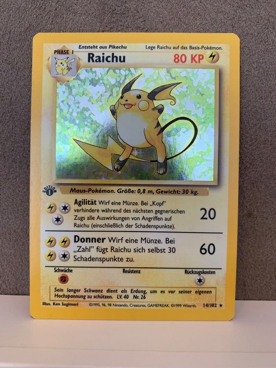 Edition Raichu Holo De Pokemon Base Set Kaufen Auf Ricardo