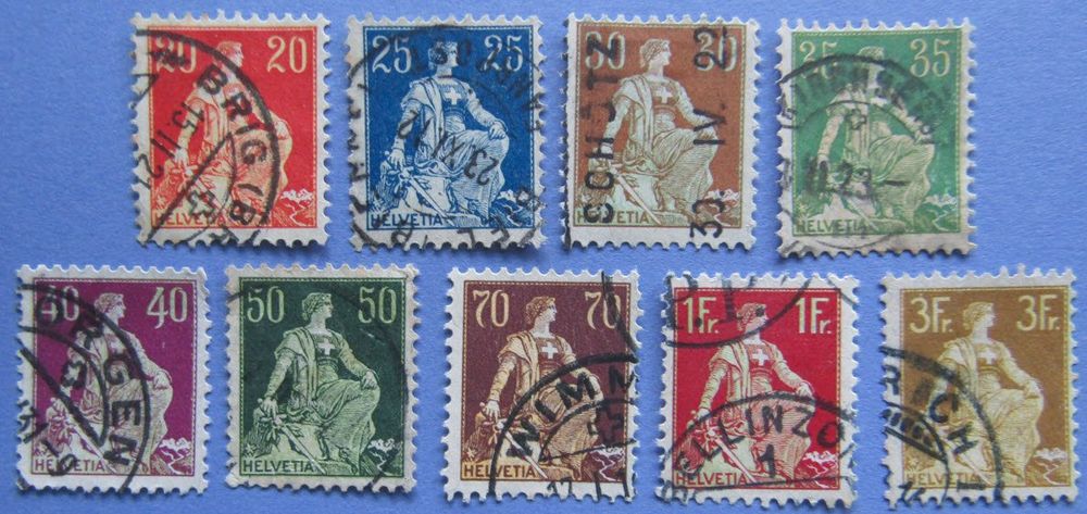 9 Briefmarken Helvetia Mit Schwert 1908 Kaufen Auf Ricardo