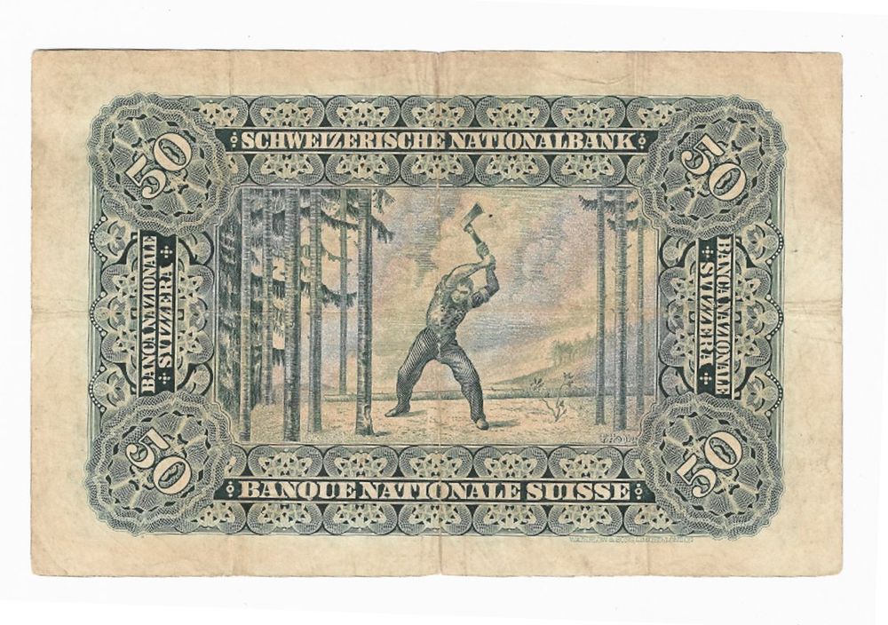 Schweiz Banknote 2 Emission 50 Franken Holzfäller 1931 Kaufen auf