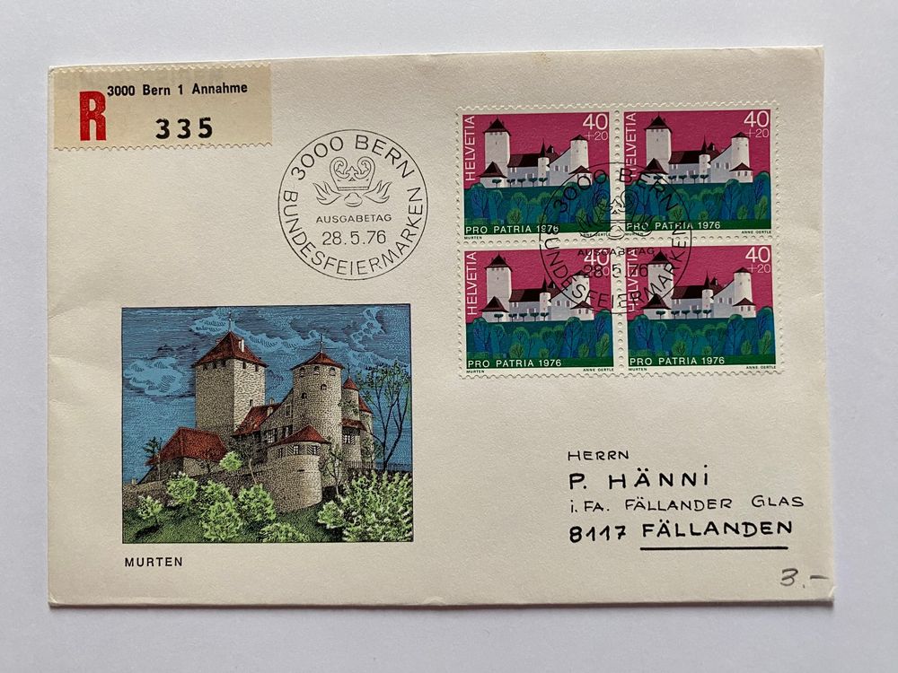 FDC Pro Patria Schweizer Schlösser Murten 1976 ET Kaufen auf Ricardo