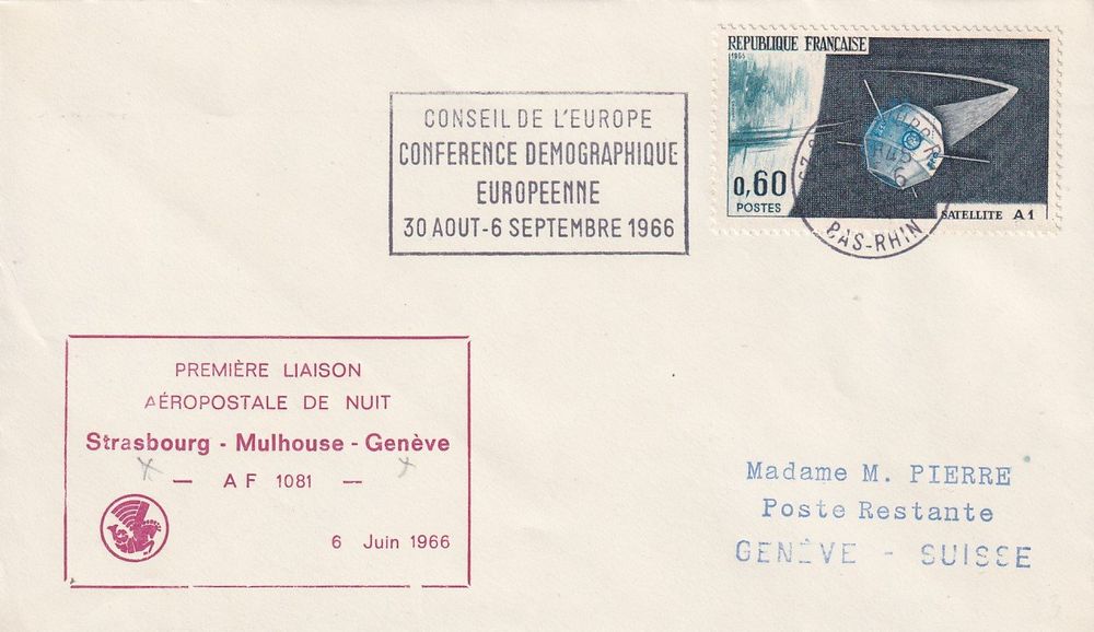 Erstflug AIR FRANCE Strasbourg Genf 1966 Nur 200 Stk Kaufen