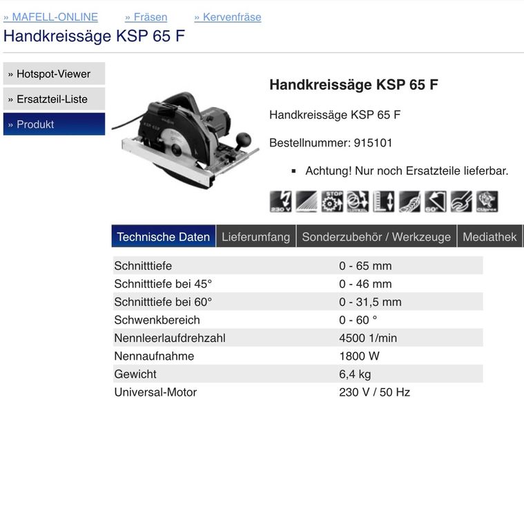 Mafell Handkreiss Ge Ksp Fc Mit Neuem Bosch Blatt Kaufen Auf Ricardo