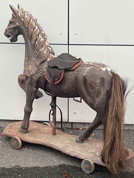 Grosse Antike Holz Pferde Kutsche auf Räder Kaufen auf Ricardo