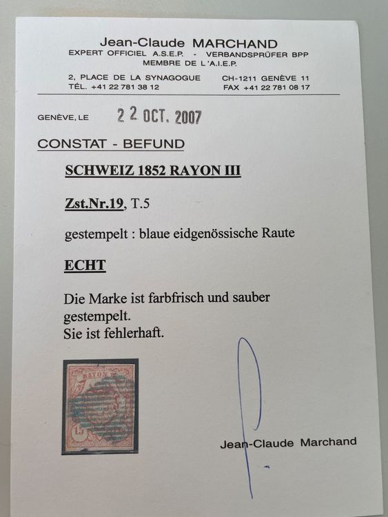 Schweiz Rayon Iii Zst Nr T Mit Attest Kaufen Auf Ricardo