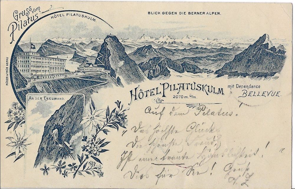 Litho Hotel Pilatus Kulm Hotelstempel Alpnach Stad 1897 Kaufen Auf