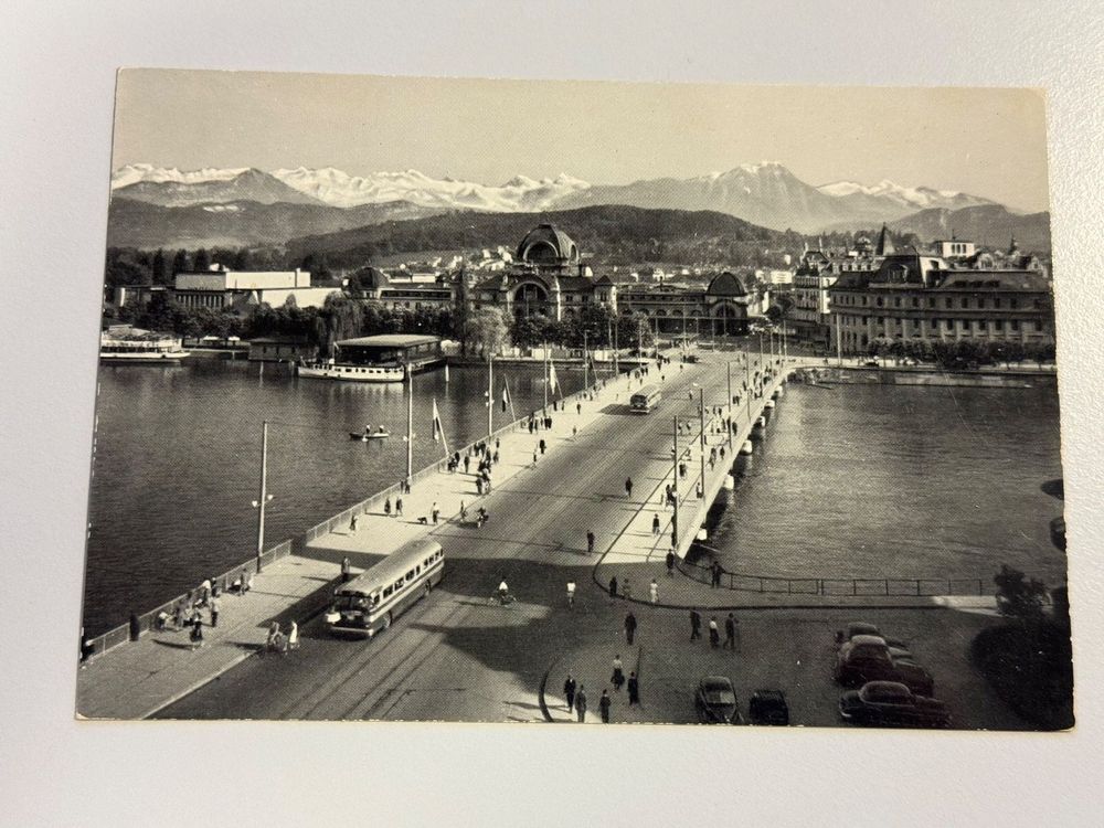 Postkarte Luzern Seebrücke Bahnhof und Alpen Kaufen auf Ricardo