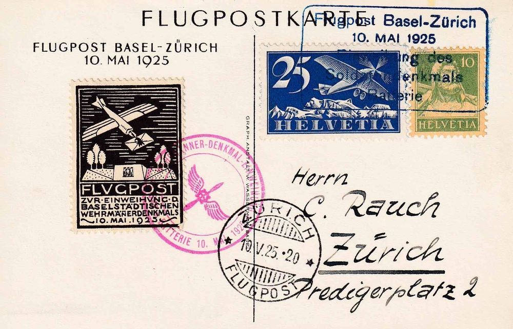 1925 Offizielle Flugkarte Nr F5 Mit Vignette Nr 12 Kaufen Auf