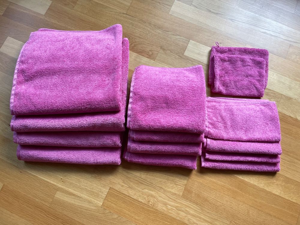 Handtuch Und Badetuch Set Teilig Mikrofaser Pink Kaufen Auf Ricardo