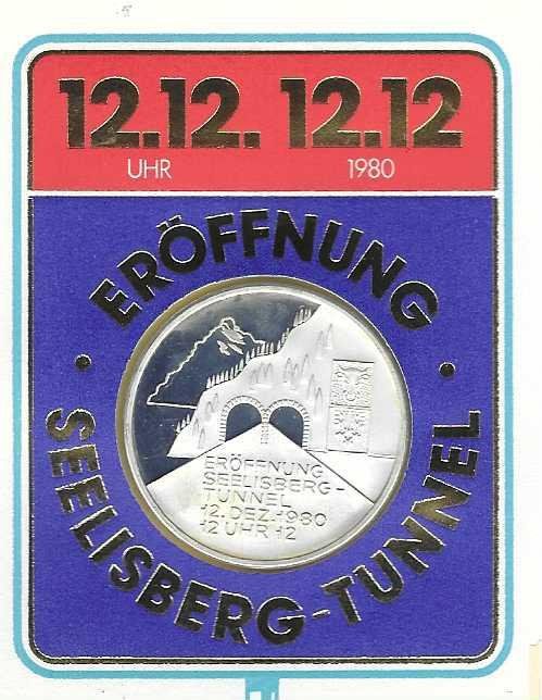 12 12 1980 12 12Uhr SEELISBERGTUNNEL ERÖFFNUNG ET Medallie Kaufen