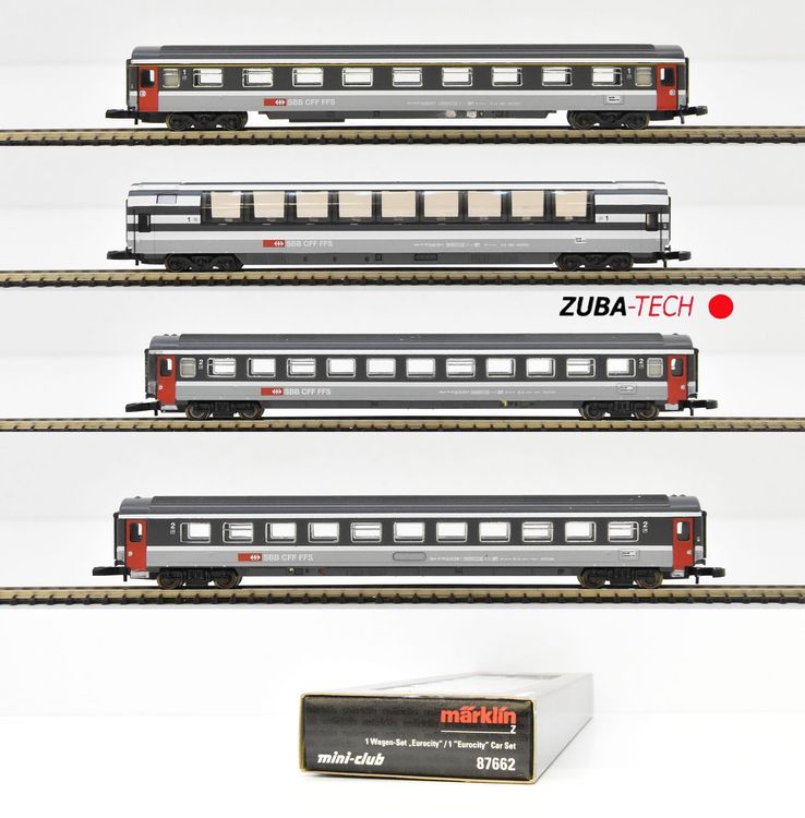 Märklin 87662 EuroCity Personenwagen Set 4 tlg SBB Spur Z OV Kaufen