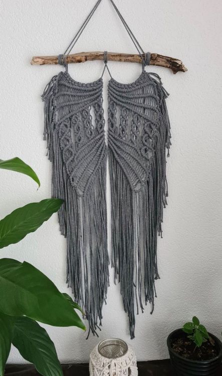 Makramee 40x80cm Grau Boho Shabby Chic Angel Wings Kaufen Auf Ricardo