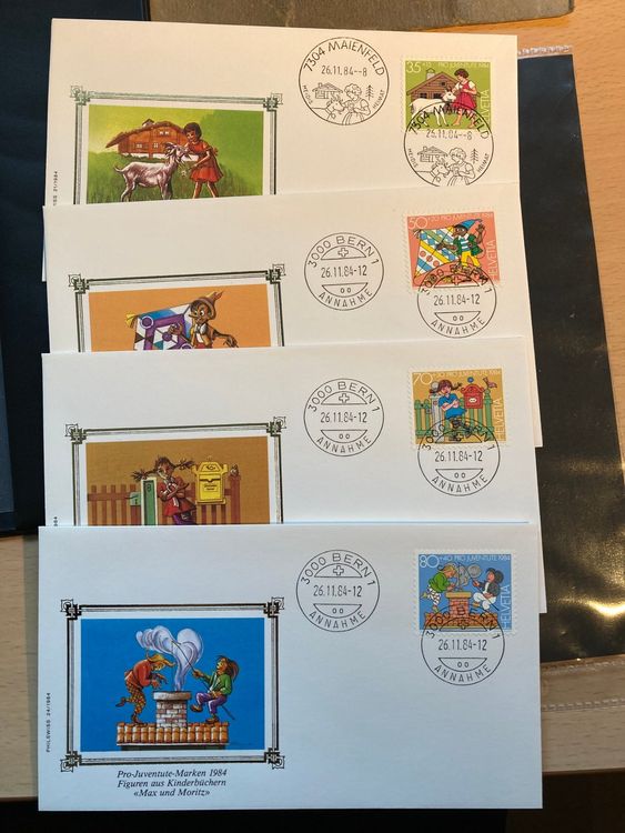 CH 1984 FDC Satz PJ Kinderbücher Ortsstempel Maienfeld Bern Kaufen