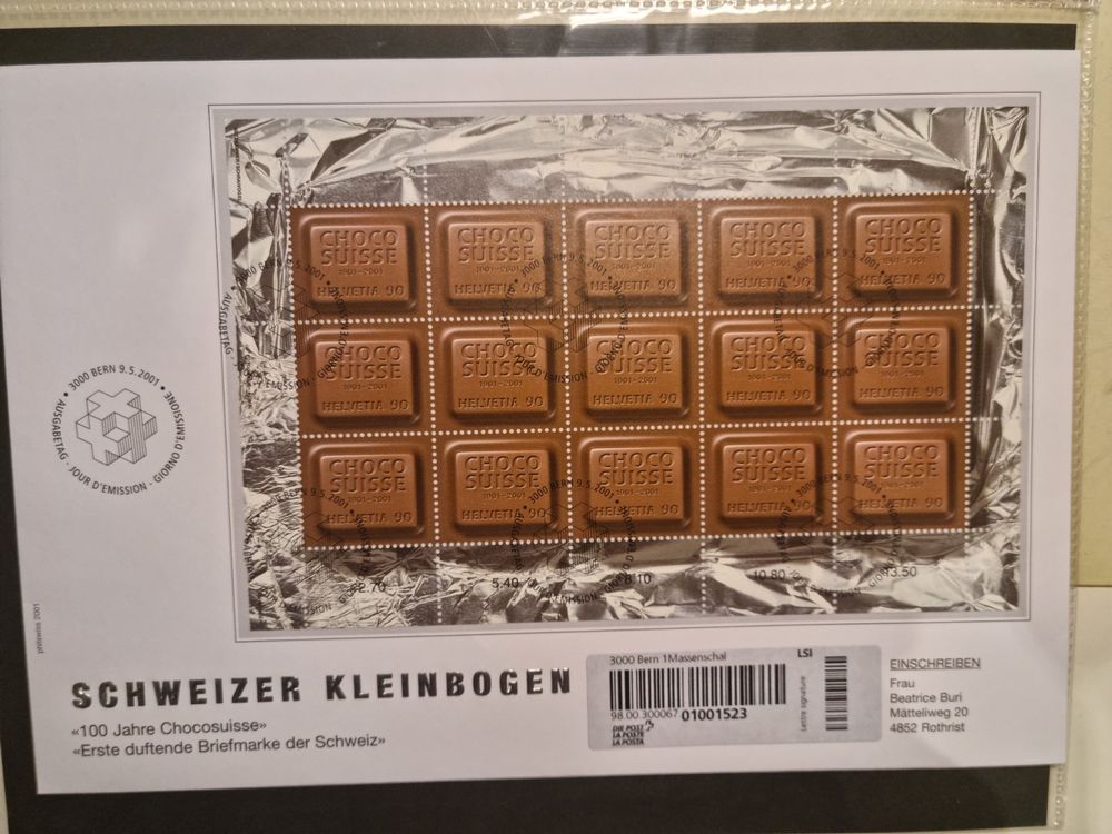 Luxusbrief Fdc Kleinbogen Jahre Chocosuisse Kaufen Auf Ricardo