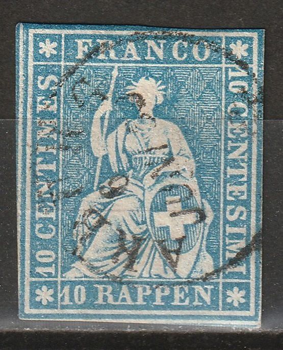 Strubel 10 Rp Blau Mit Hellrotem Seidenfaden Vollstempel Kaufen