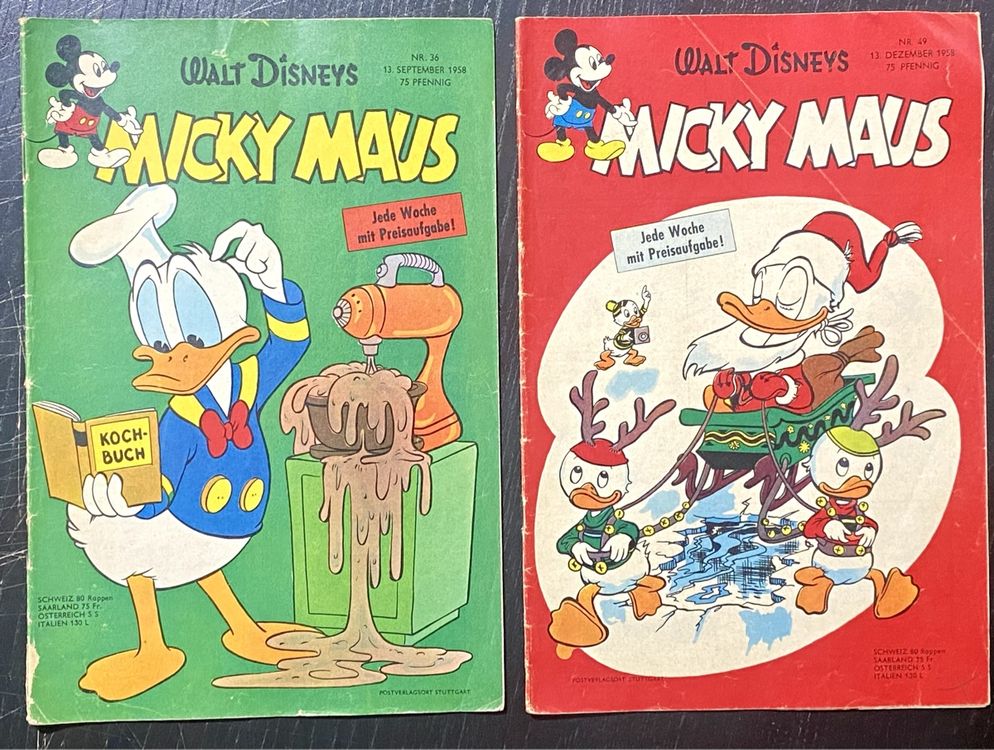 MICKY MAUS 2 antiquarische Bände aus 1958 Mit Sammelbons Kaufen