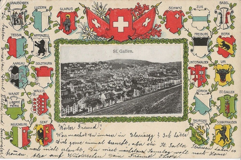 St Gallen Litho Wappen Prägedruck Kaufen auf Ricardo