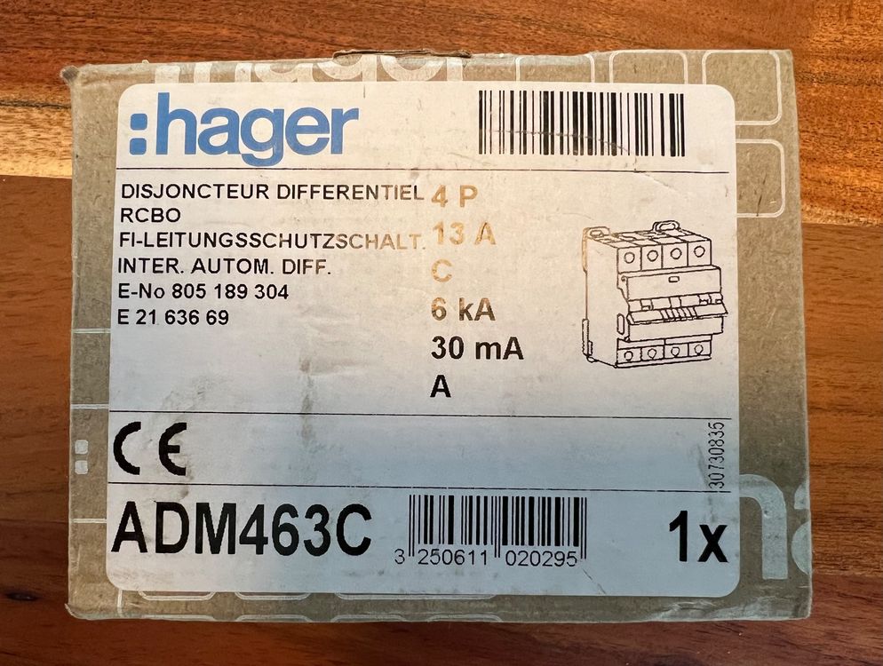 ADM463C FI LS Schalter Hager 4P C 13A 30mA A Kaufen Auf Ricardo