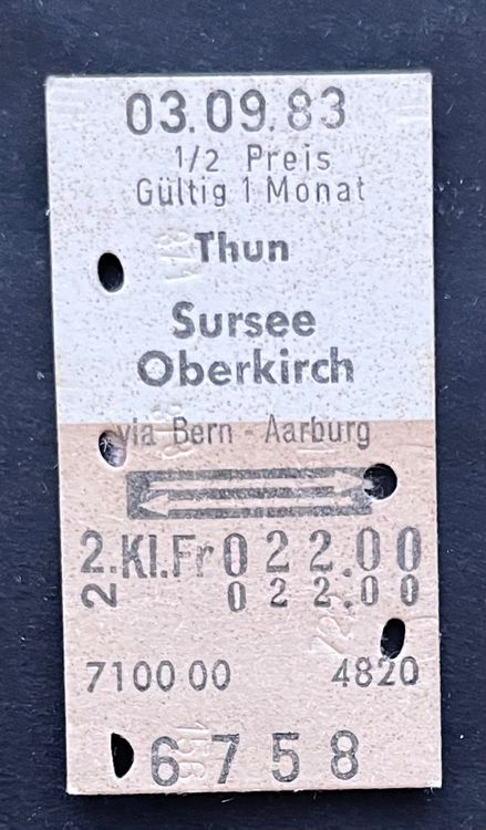 Thun Sursee Oberkirch Via Bern Aarburg Billett Kaufen Auf