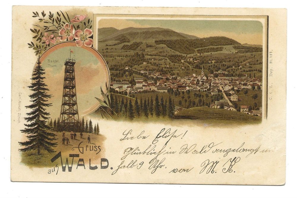 Gruss Aus Wald ZH Uralte Litho Karte 1899 Kaufen Auf Ricardo