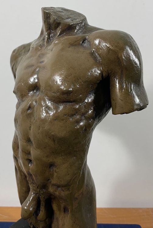 Grosser M Nnlicher Akt Torso Skulptur Aus Bronze Unleserlich Kaufen