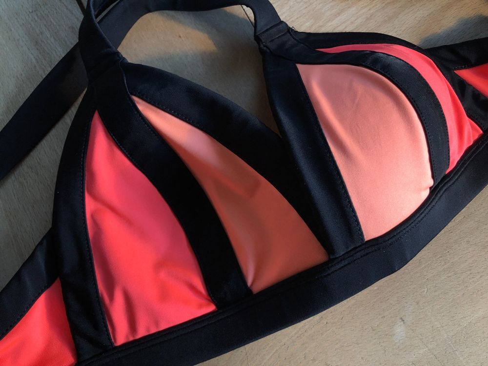 H M Bikini Top Sport BH Neon Neopren Fluo Surf Bikini Neu gemäss
