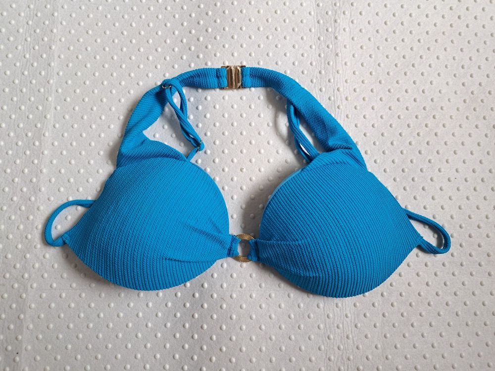 NEU Bikini Oberteil Türkis mit Gold Details Gr C Neu gemäss