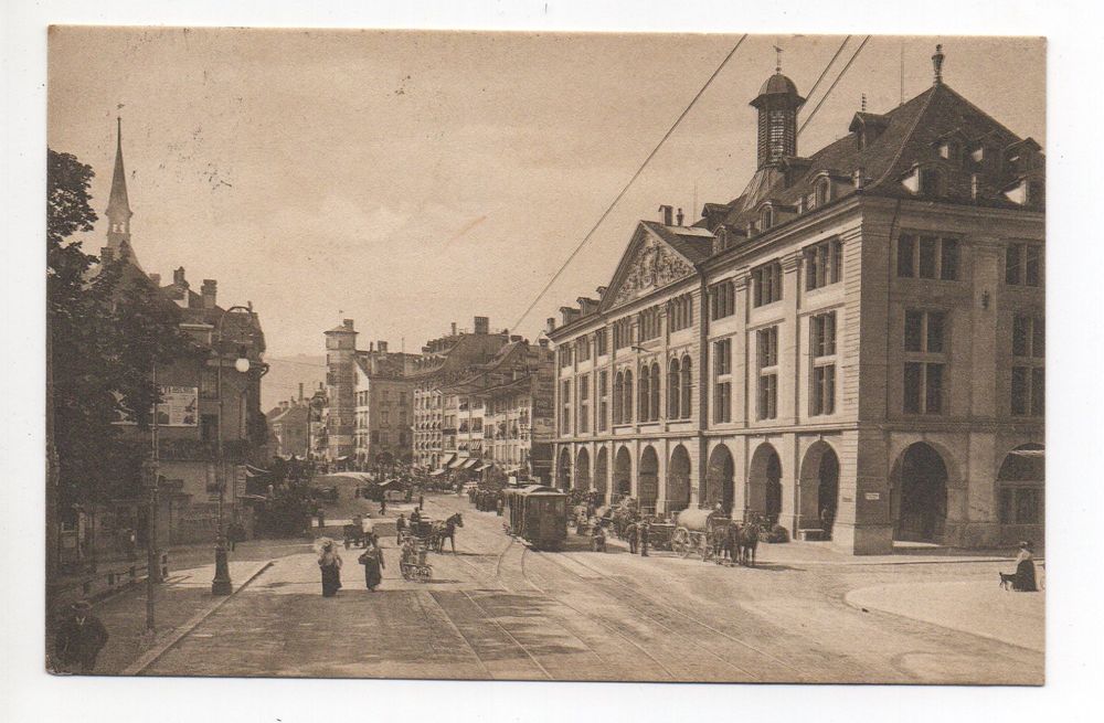 Bern Kornhaus Hauptwacht Stassenbahn Tram Pferde Fuhrwerk Kaufen