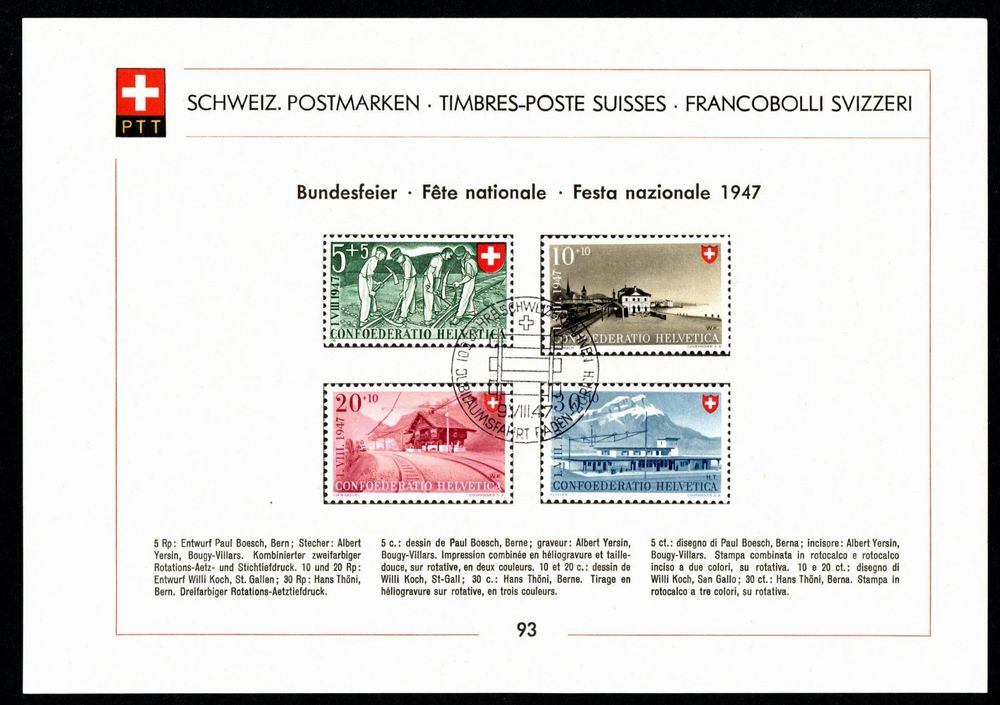 Sammelblatt Nr 93 Pro Patria Von 1954 Kaufen Auf Ricardo