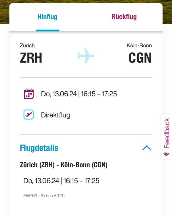 Flug Zürich Köln 13 16 6 EM 2024 Kaufen auf Ricardo