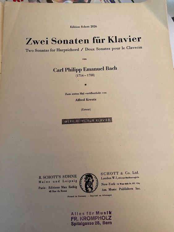 Partition Zwei Sonaten Für Klavier Kaufen auf Ricardo