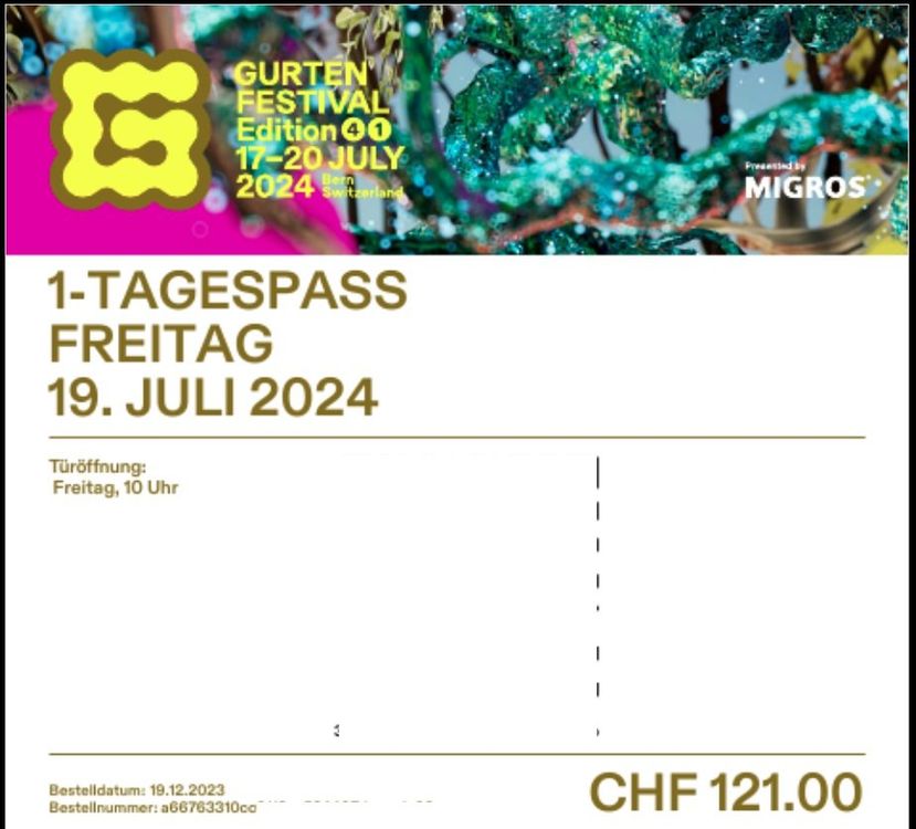 Tagespass Freitag Gurtenfestival Kaufen Auf Ricardo