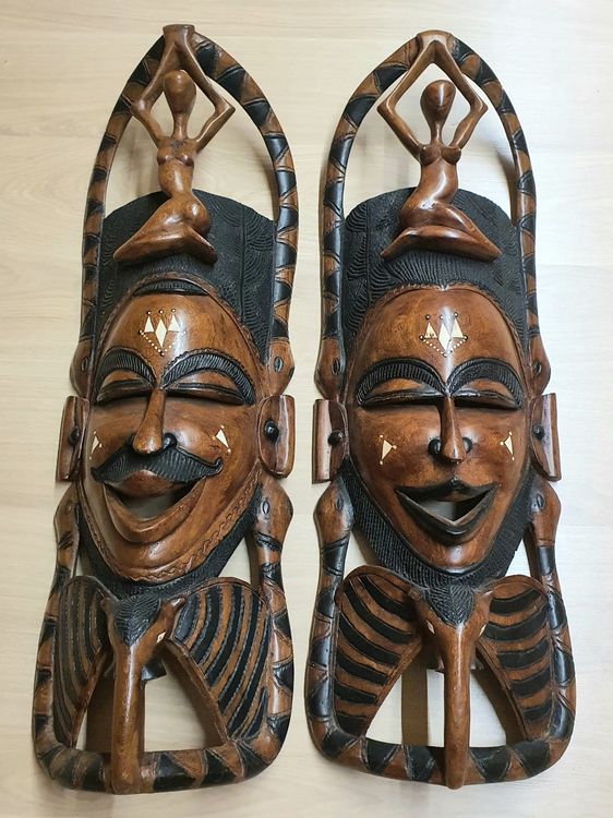 2 Riesengrosse Afrikanische Wand Masken 1 Meter Hoch Kaufen Auf Ricardo