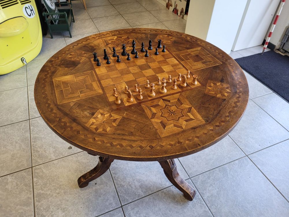 Antik Schachtisch Lenzburg Spieltisch Schach Holztisch Rund Kaufen