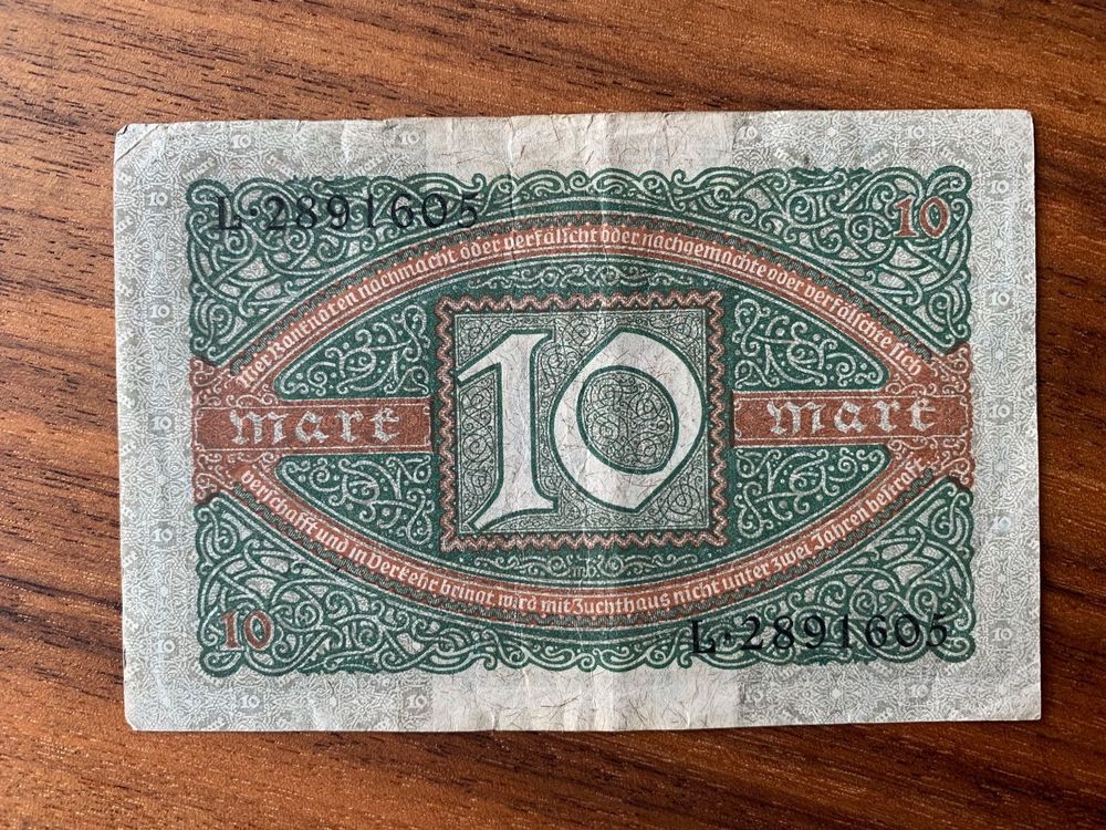 Reichsbanknote 10 Mark 1920 Kaufen Auf Ricardo