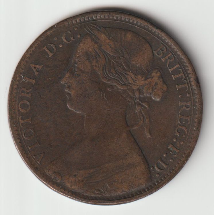 Bronze Münze 1866 One Penny Queen Victoria fein bis sehr fei Kaufen