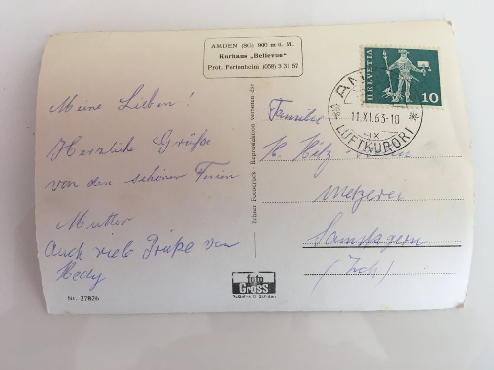 Kurhaus Bellevue Amden 1963 Kaufen Auf Ricardo