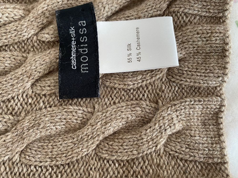 Brauner Cashmere Seiden Schal In Zopf Strickmuster Modissa Kaufen Auf