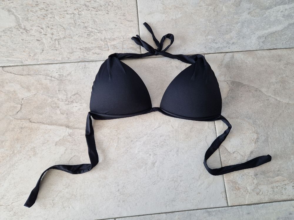 Schwarzes Neckholder Bikini Oberteil Gr M Push Up Gebraucht In