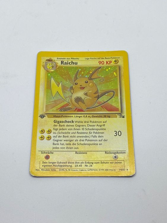 Raichu Edition Holo Fossil Set Pokemon Karte Kaufen Auf Ricardo